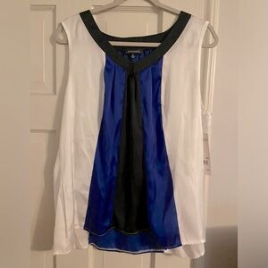 Shiny white, blue and black tank